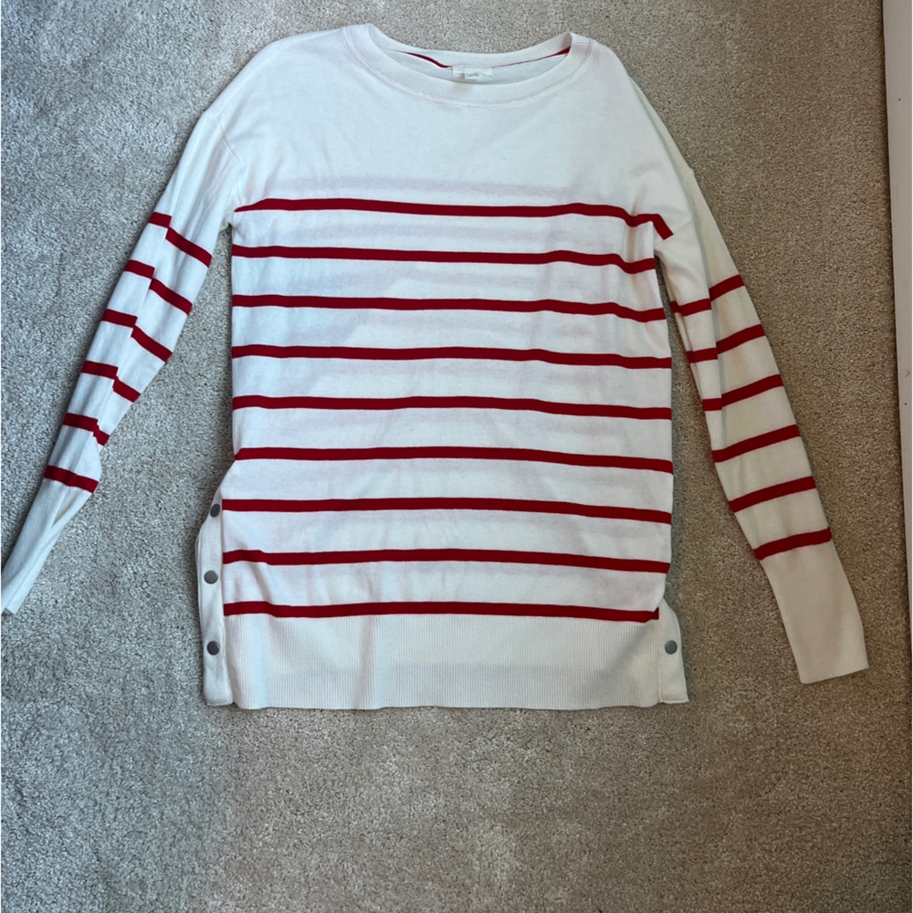 Caslon White and Red Striped Sweater- size Small